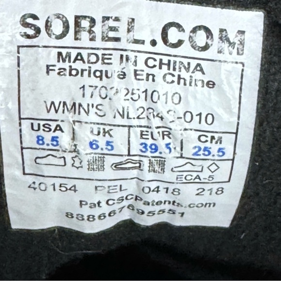 Sorel Slimpack II Lace up Snow-boots Black Size 8.5 - Picture 6 of 15